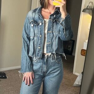 Cropped distressed Gap denim jacket